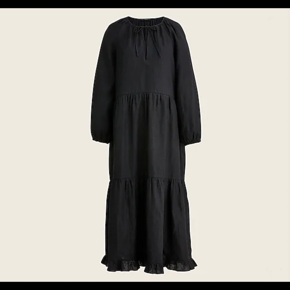 Long sleeved tiered linen dress. Size S/M